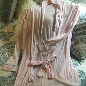 Sleepover knit robe in pale pink